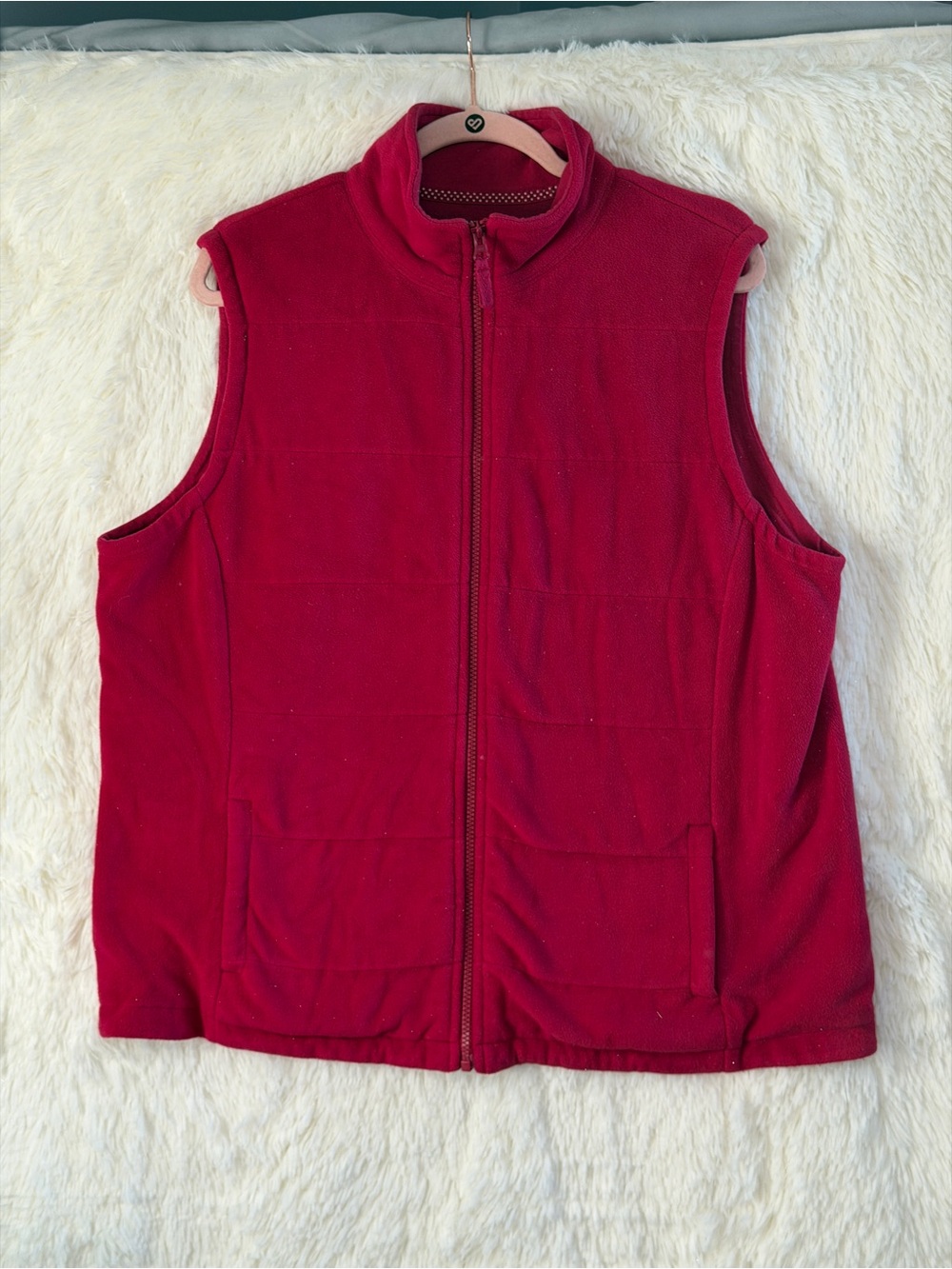 Lands End Womens Granola Fleece Vest Size XL Pink Gorpcore Cabincore Hiking